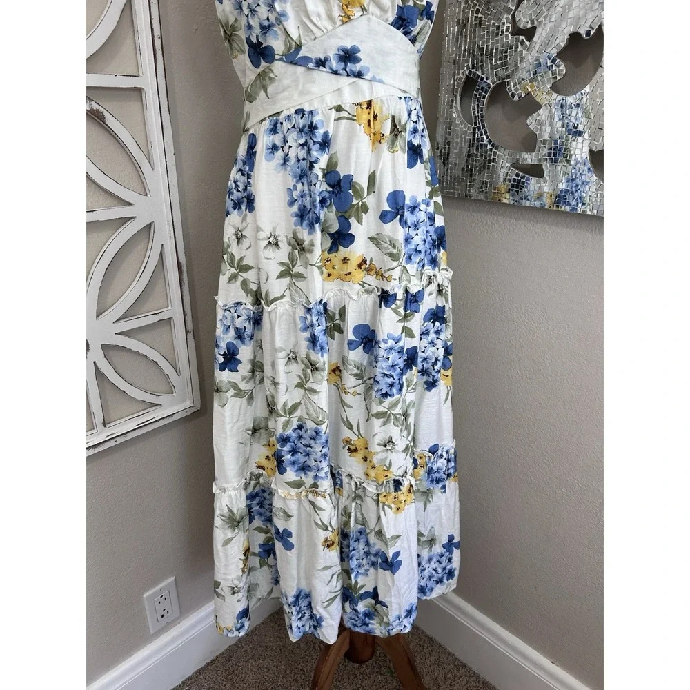 Kate And Lily SIZE 6 Cottagecore Feminine Floral Tiered Midi Sleeveless Dress - Picture 3 of 9